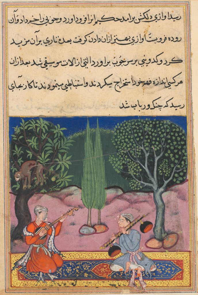 Detail of Page from Tales of a Parrot: Fourteenth night: The invention of musical…, c. 1560 by Unknown