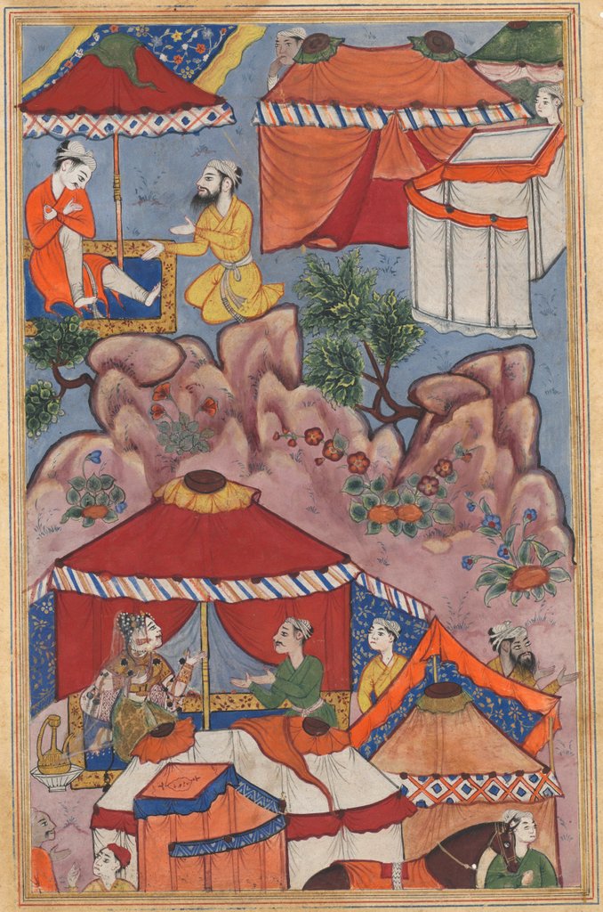 Detail of Page from Tales of a Parrot: Twenty-fourth night: Bashir confides his love?, c. 1560 by Unknown