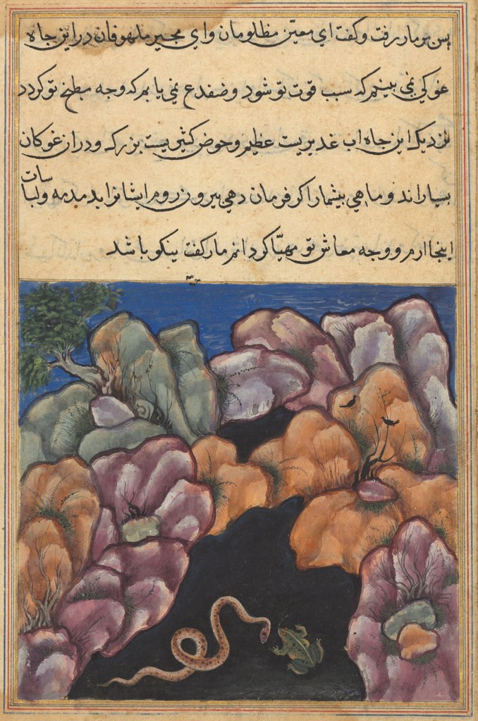Detail of Page from Tales of a Parrot: Twenty-sixth night: The snake enters…, c. 1560 by Unknown