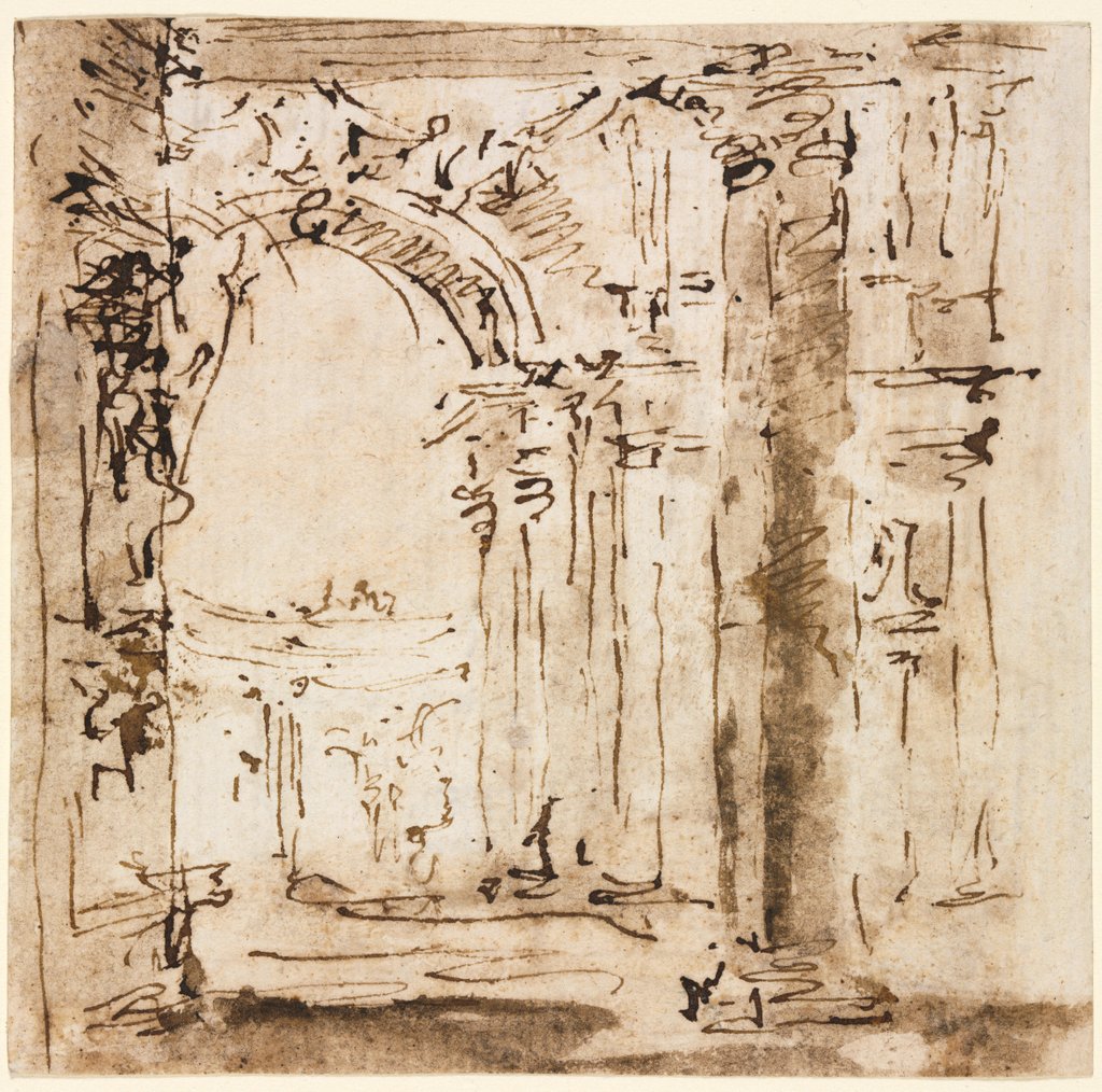 Detail of Pair of Drawings: Sketch of the Labyrinth of the Villa Pisani and Piazza San Marco…, 1773-1778 by Francesco Guardi