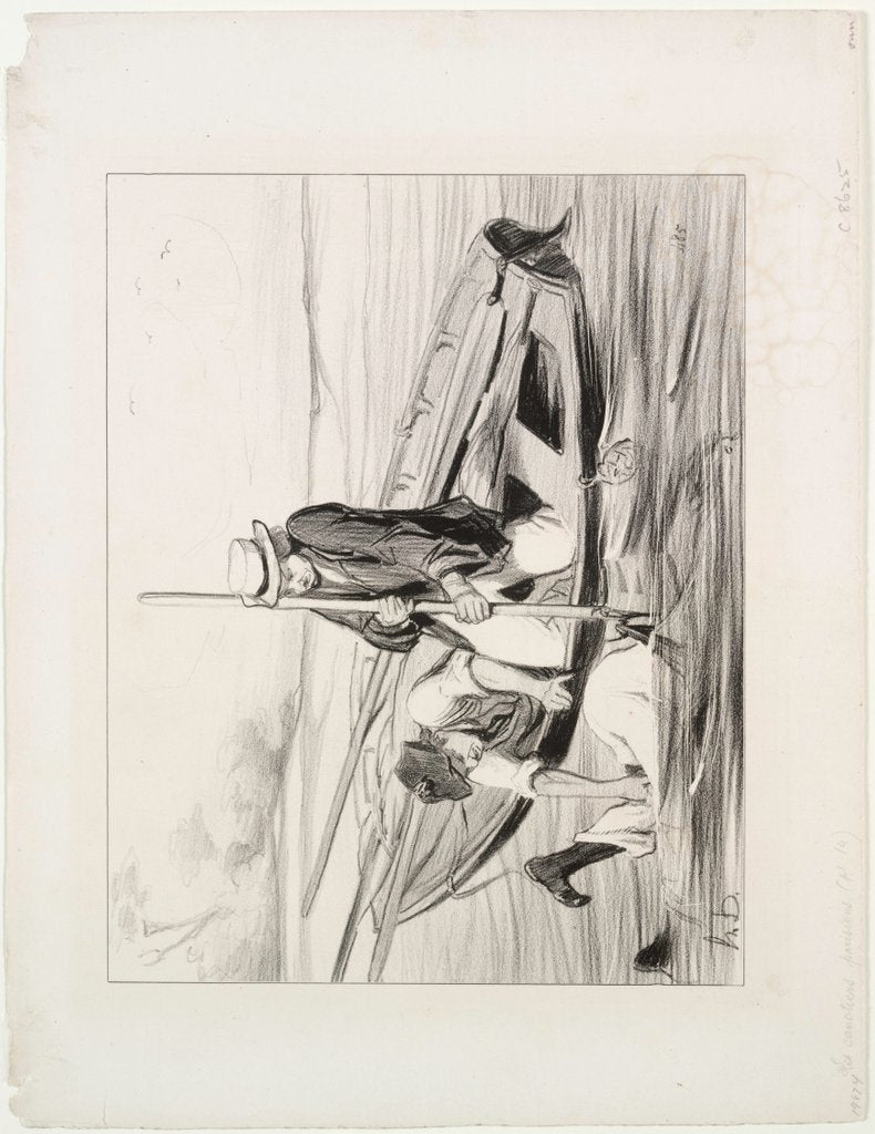 Detail of Parisian Boatmen, plate 14: Man Overboard, 1843 by Honoré Daumier; Aubert