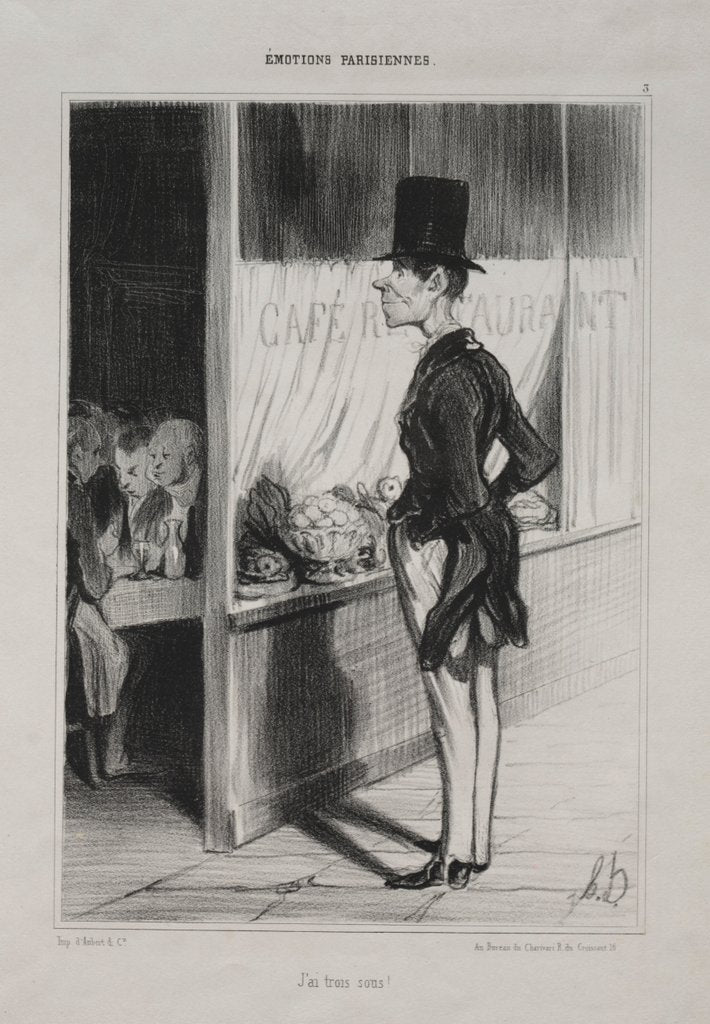 Detail of Parisian Emotions, plate 3: I Have Three Sous!, 1839 by Honoré Daumier