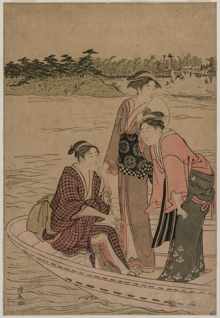Detail of Passengers in a Ferry Boat on the Sumida River, 1784 by Torii Kiyonaga