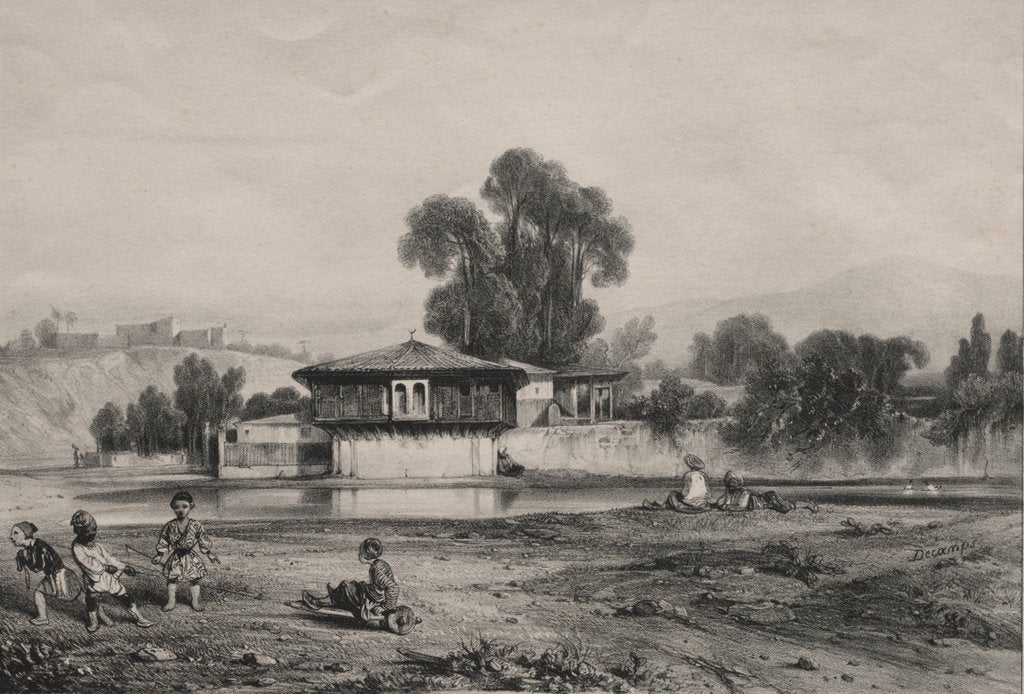 Detail of Pavilion at the Edge of a River by Alexandre-Gabriel Decamps