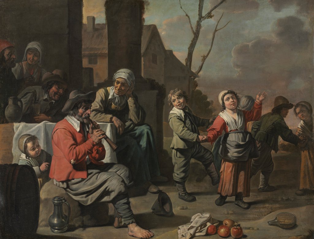 Detail of Peasant Children Dancing, 1650s by Le Nain (circle of)