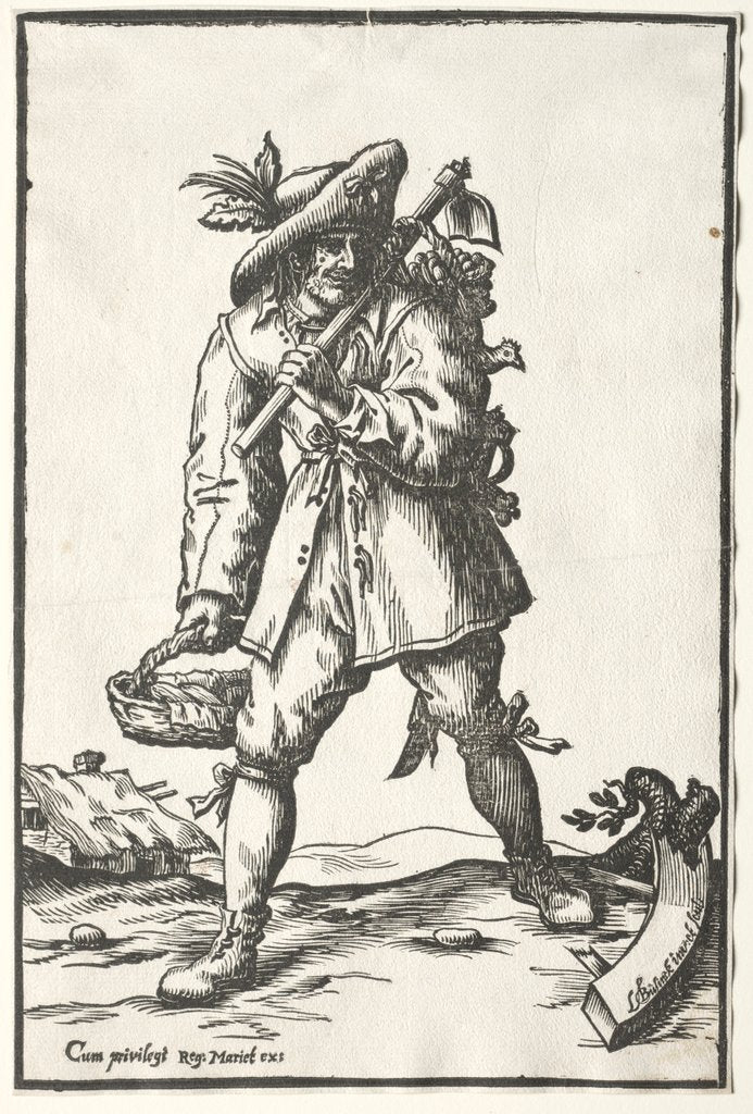 Detail of Peasant with Hoe, Basket and Hen by Ludolph Büsinck