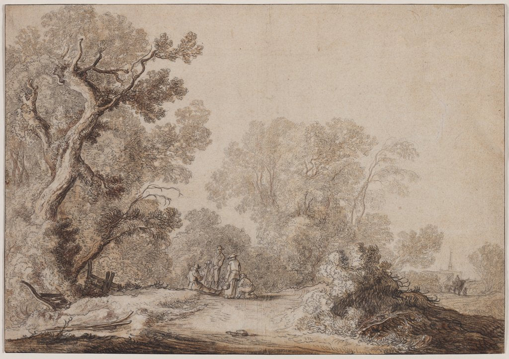 Detail of Peasants at the Edge of a Wood, c. 1630 by Jacob van Mosscher