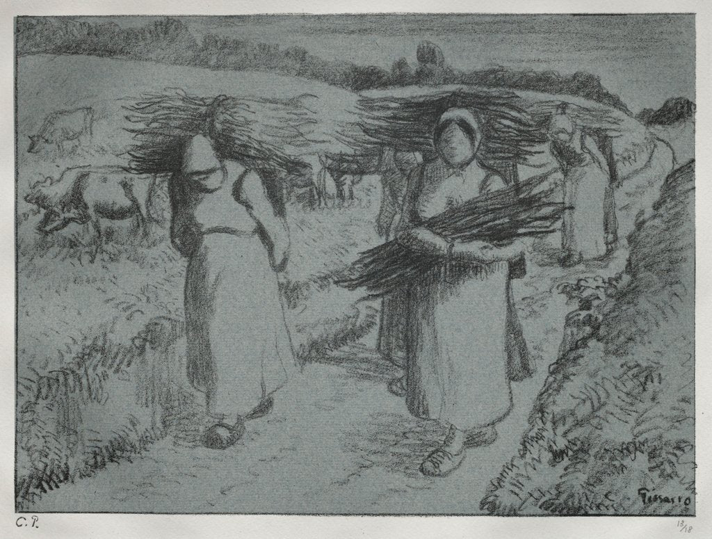 Detail of Peasants Carrying Fagots, c. 1896 by Camille Pissarro