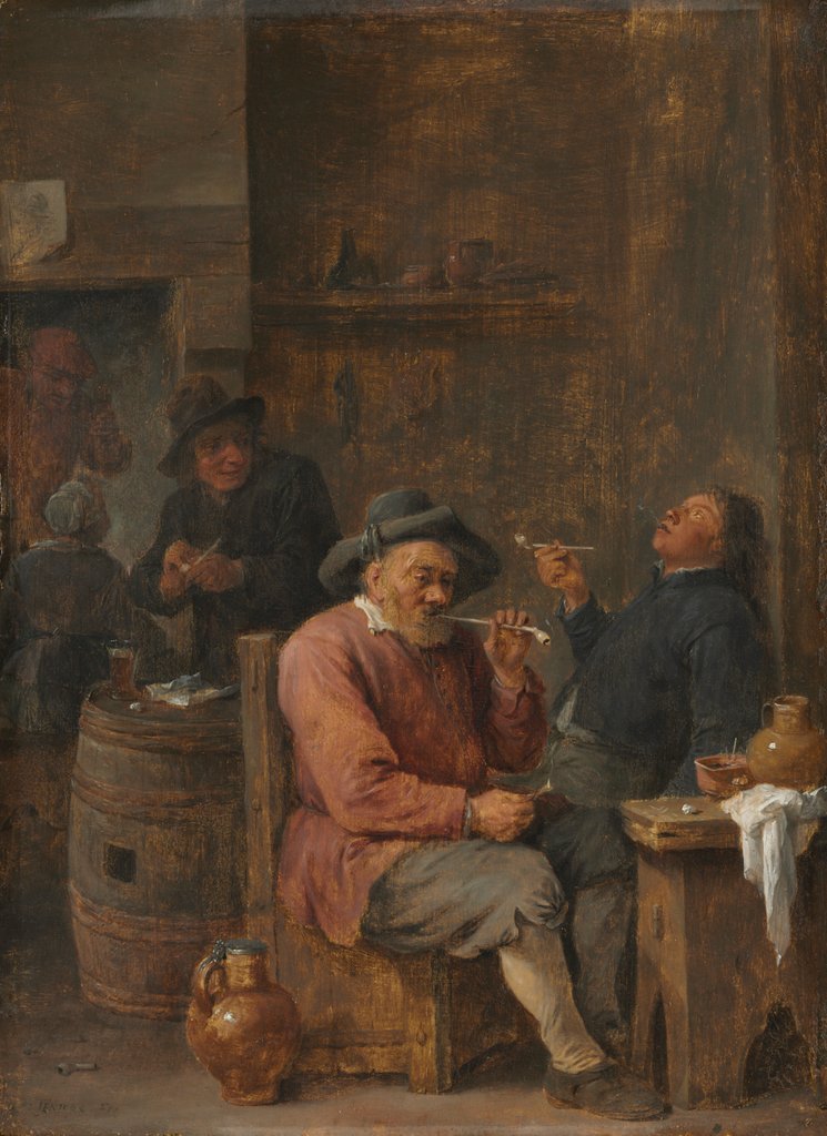 Detail of Peasants Smoking in an Inn, c. 1640 by David Teniers