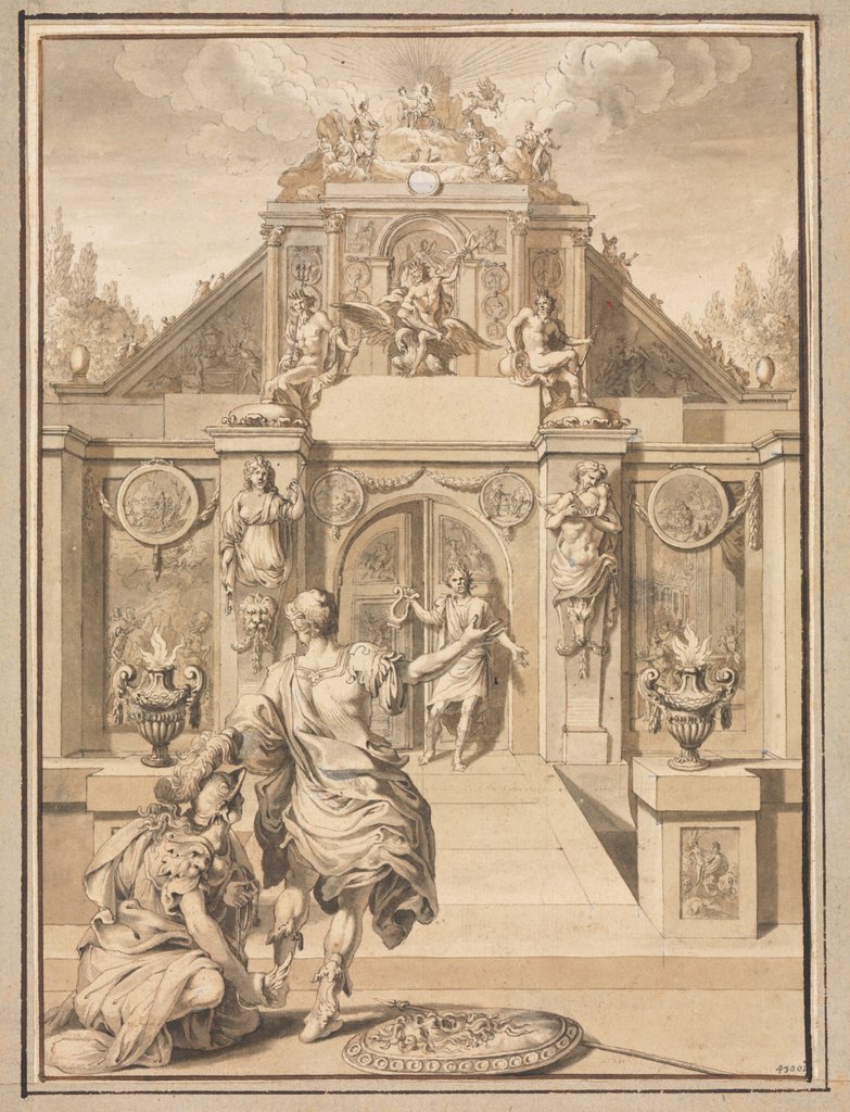 Detail of Perseus and Minerva before a Temple by Jan Goeree
