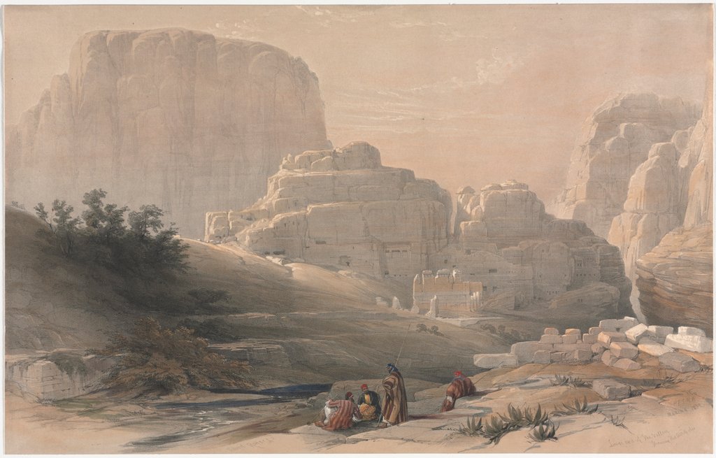 Detail of Petra, Lower End of the Valley, Viewing the Acropolis, 1839 by David Roberts