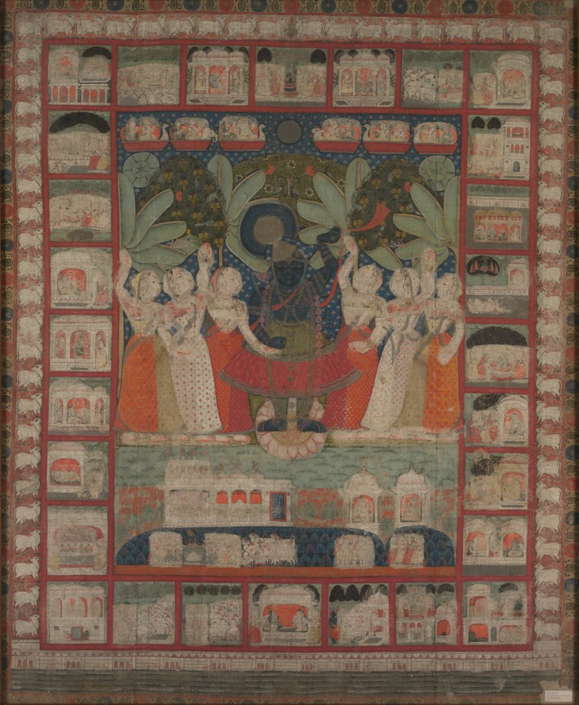 Detail of Pichvai with the Worship of Shri Nathaji, 1825-1850 by Unknown