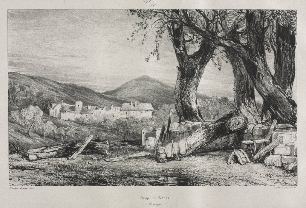 Detail of Picturesque and Romantic Journeys in Old France: Auvergne, Gorge of Royat, Plate 79, 1830 by Eugène Isabey