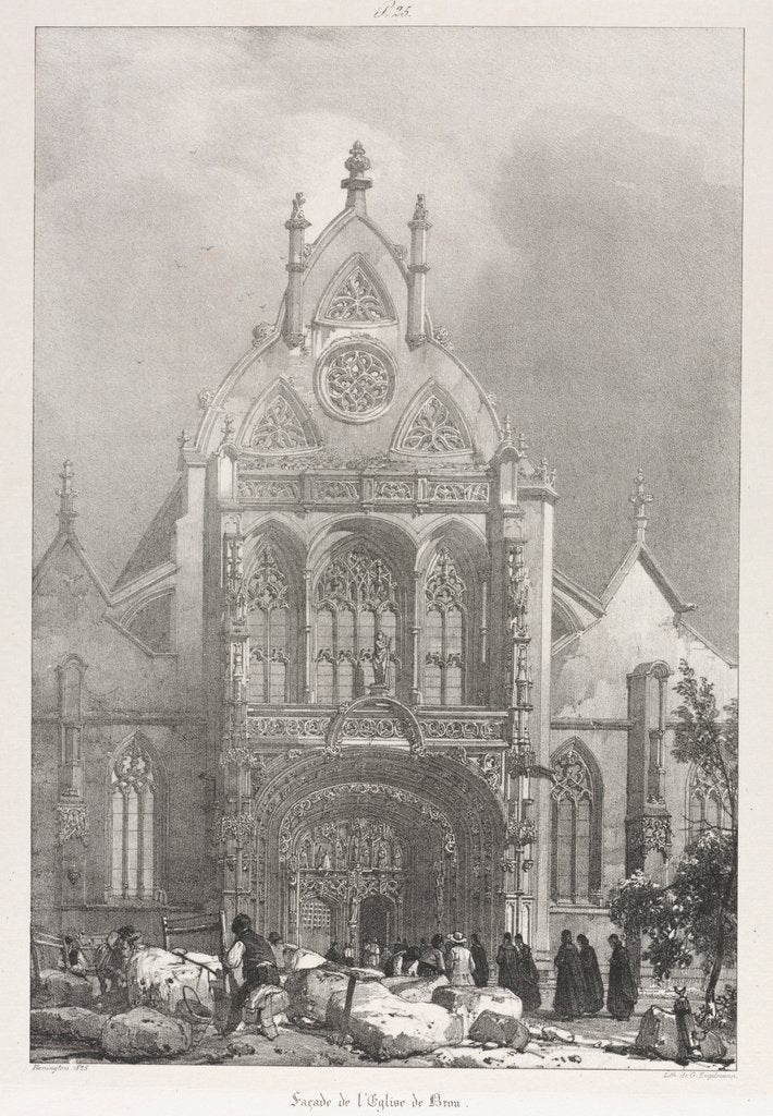 Detail of Picturesque and Romantic Trips in Old France, Franche-Compté: Front of the Church at Brou, 1825 by Richard Parkes Bonington