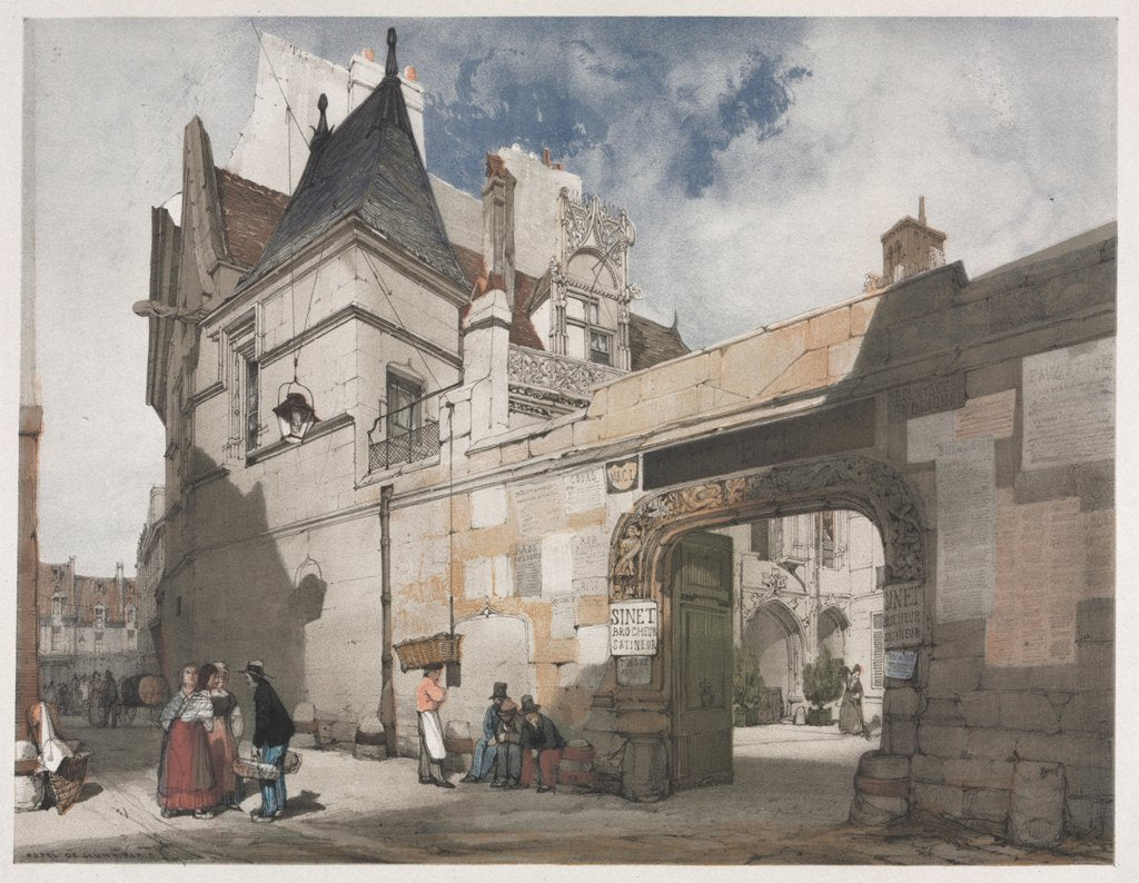 Detail of Picturesque Architecture in Paris, Ghent, Antwerp, Rouen: Hôtel de Cluny, Paris, 1839 by Thomas Shotter Boys