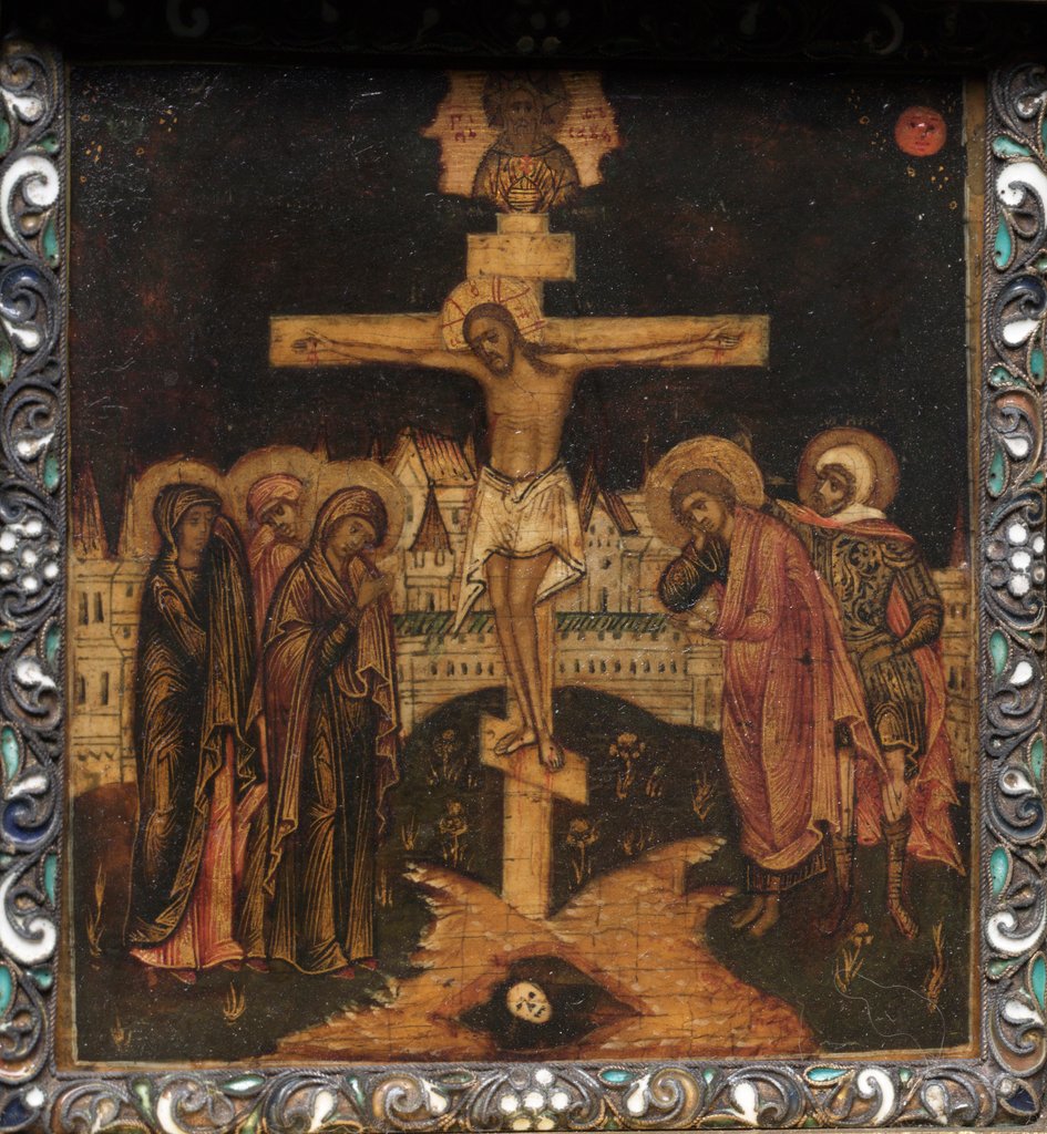 Detail of Portable Triptych Icon: The Crucifixion, 1600s by Unknown