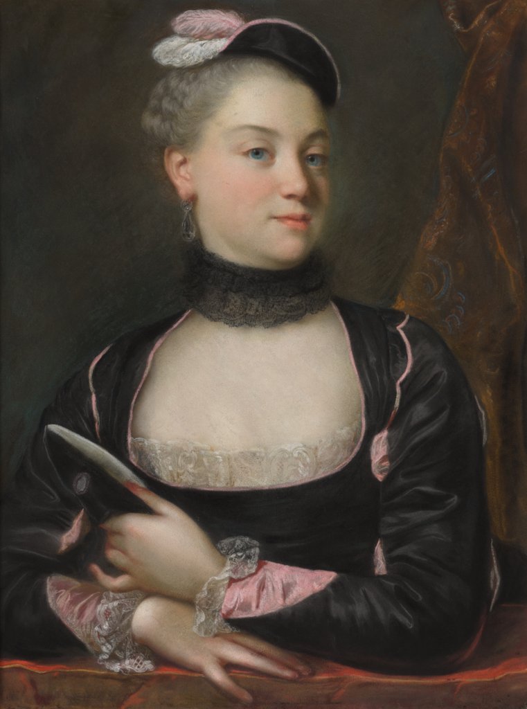 Detail of Portrait of a French Actress, c. 1746 by Jacques-Charles Allais (attributed to)