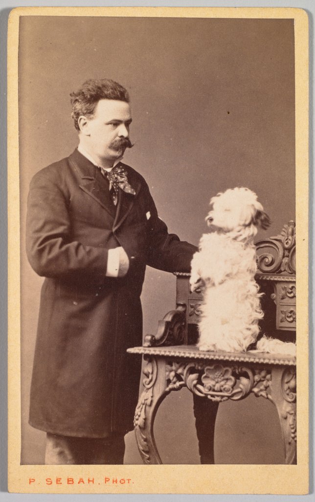 Detail of Portrait of a Man and His Dog, c. 1880 by Pascal Sébah