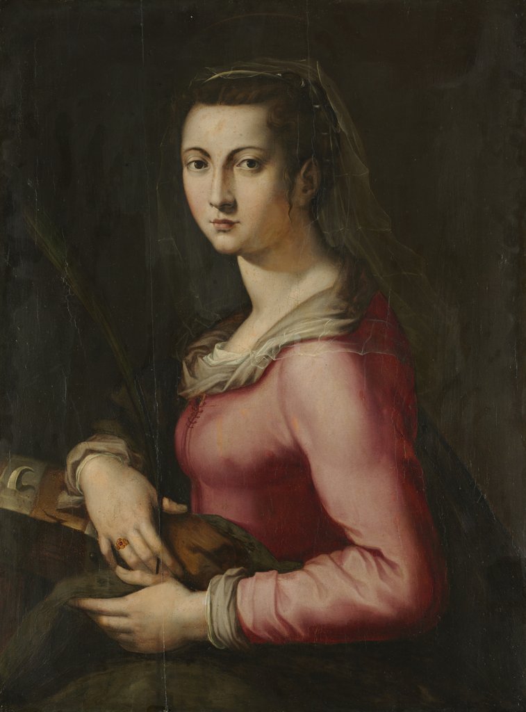 Detail of Portrait of a Woman as Saint Catherine, c. 1560 by Pier Francesco Foschi