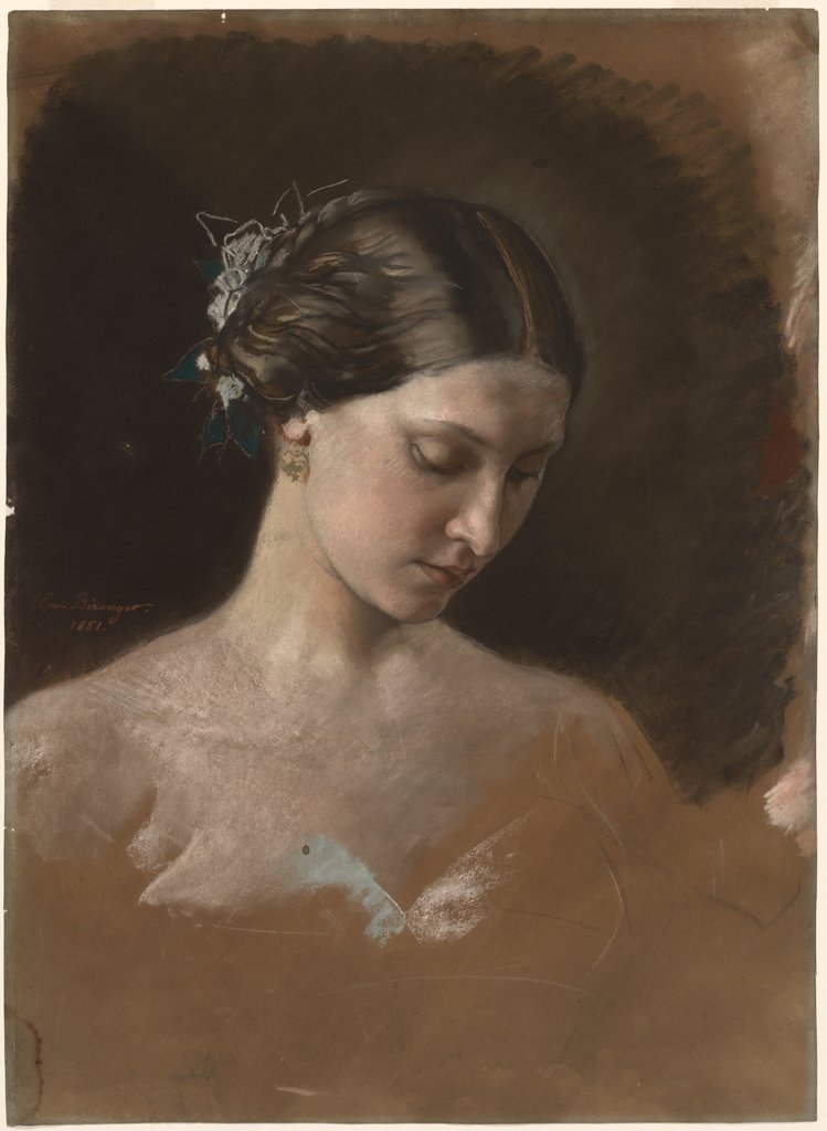 Detail of Portrait of a Woman, c. 1889-1899 by Jean-Baptiste-Antoine-Emile Béranger