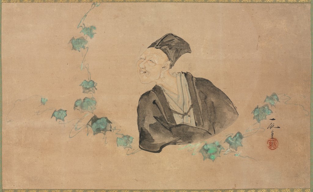 Detail of Portrait of Basho, 1700s by Ichijun