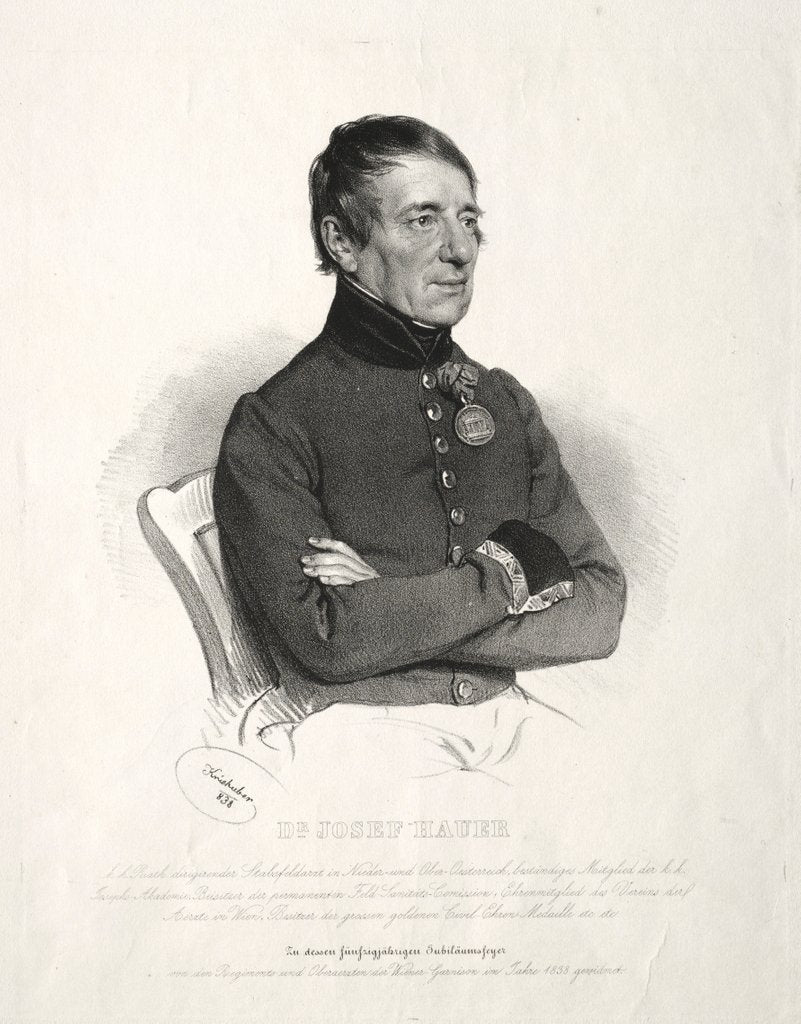 Detail of Portrait of Dr. Jospeh Hauer by Joseph Kriehuber
