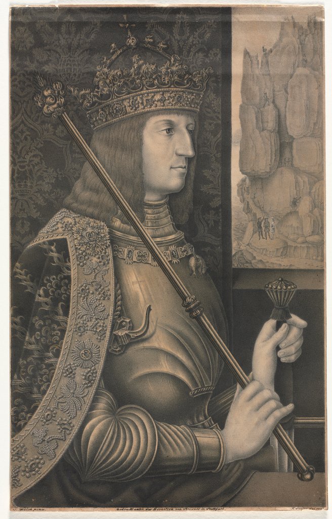 Detail of Portrait of Kaiser Maximilian I with Crown and Scepter, 1825 by Florentin Lauter