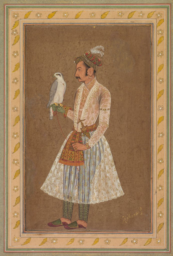 Detail of Portrait of Raja Jagat Singh of Nurpur, probably 1619 by Bichitr (attributed to)