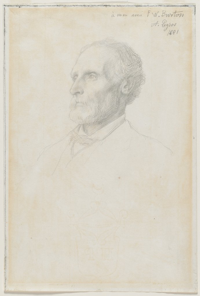 Detail of Portrait of Sir Frederick W. Burton, Director of the National Gallery, London, 1881 by Alphonse Legros