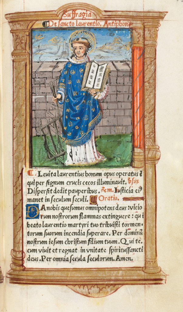 Detail of Printed Book of Hours: fol. 101r, St. Lawrence, 1510 by Guillaume Le Rouge