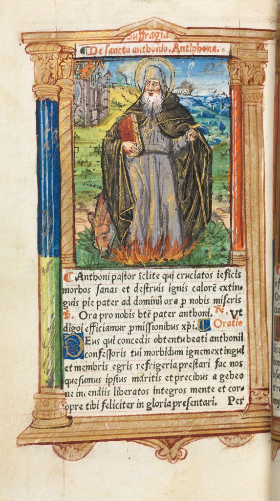Detail of Printed Book of Hours: fol. 104v, St. Anthony Abbot, 1510 by Guillaume Le Rouge