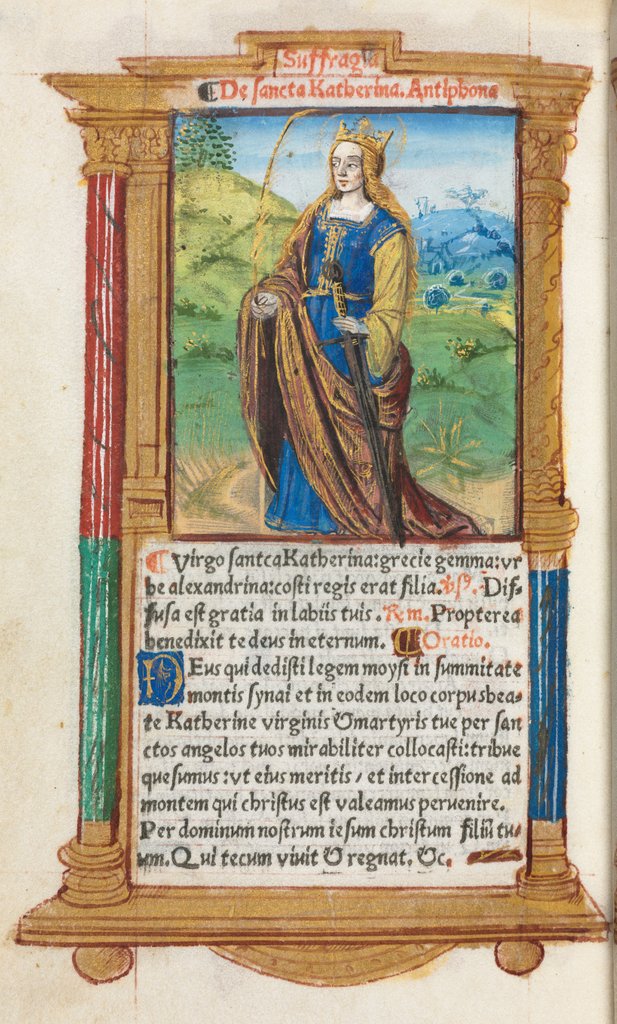 Detail of Printed Book of Hours: fol. 109v, St. Catherine, 1510 by Guillaume Le Rouge