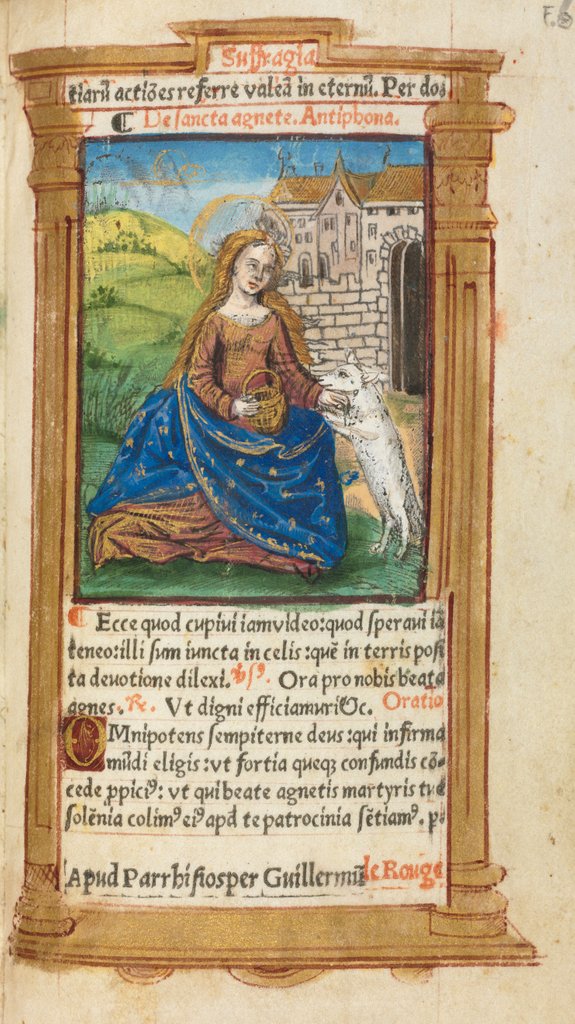 Detail of Printed Book of Hours: fol. 112r, St. Agnes, 1510 by Guillaume Le Rouge