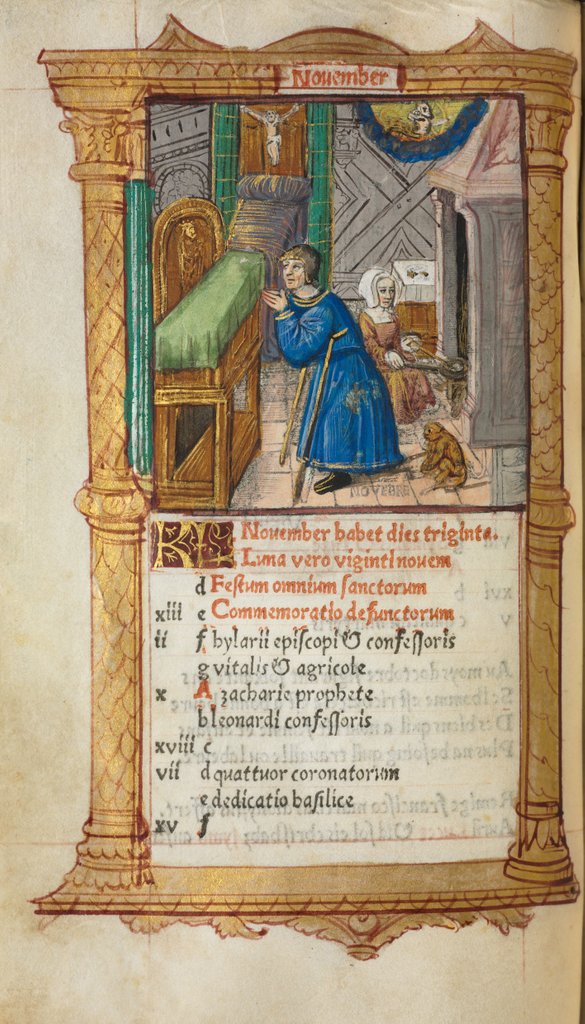 Detail of Printed Book of Hours: fol. 12v, November calendar page, 1510 by Guillaume Le Rouge