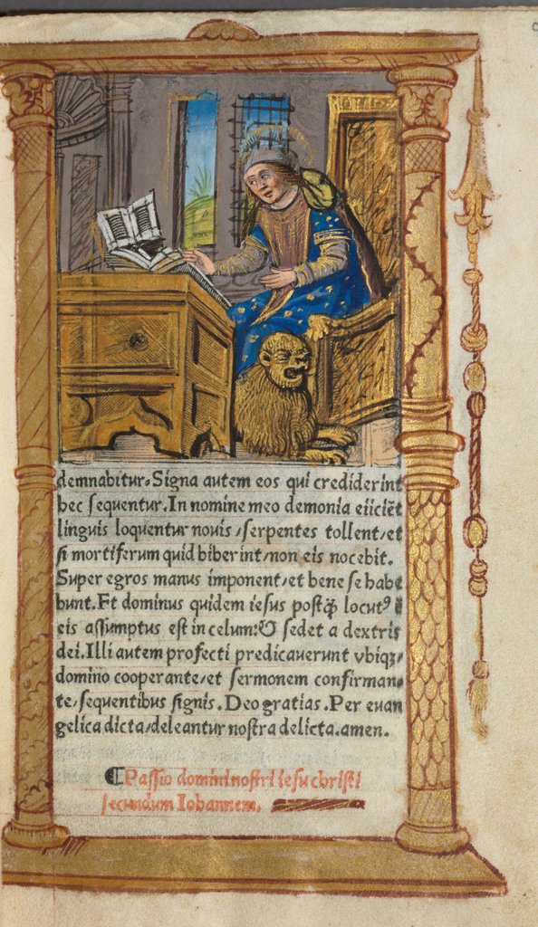 Detail of Printed Book of Hours: fol. 20r, St. Mark, 1510 by Guillaume Le Rouge