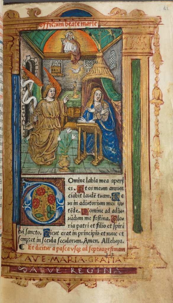 Detail of Printed Book of Hours: fol. 25r, The Annunciation, 1510 by Guillaume Le Rouge
