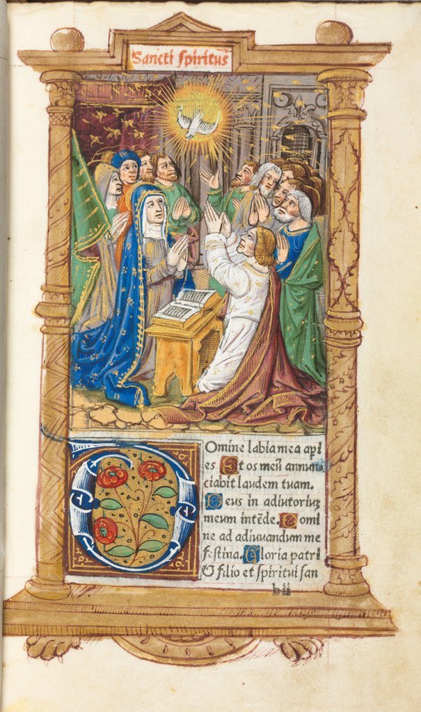 Detail of Printed Book of Hours: fol. 58r, Pentecost, 1510 by Guillaume Le Rouge