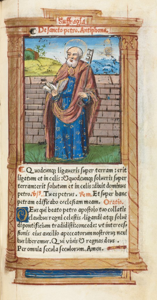 Detail of Printed Book of Hours: fol. 99r, St. Peter, 1510 by Guillaume Le Rouge