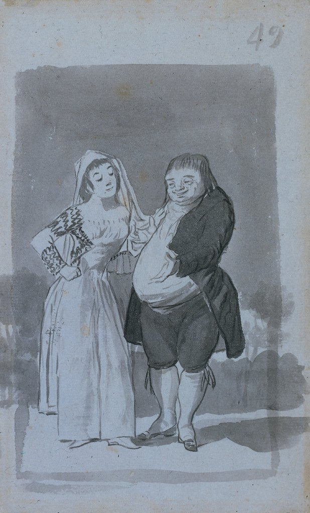 Detail of Prostitute Soliciting a Fat, Ugly Man, 1796-97 by Francisco de Goya