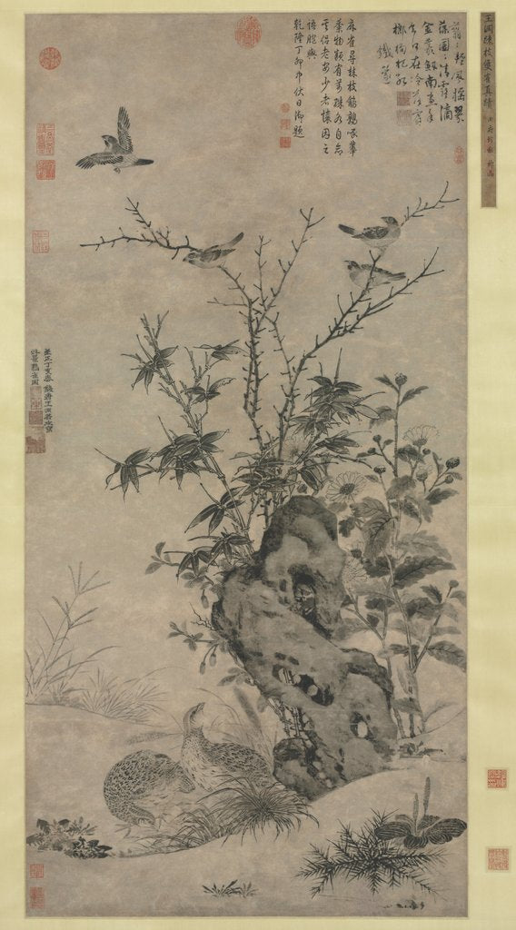 Detail of Quails and Sparrows in an Autumn Scene, 1347 by Wang Yuan