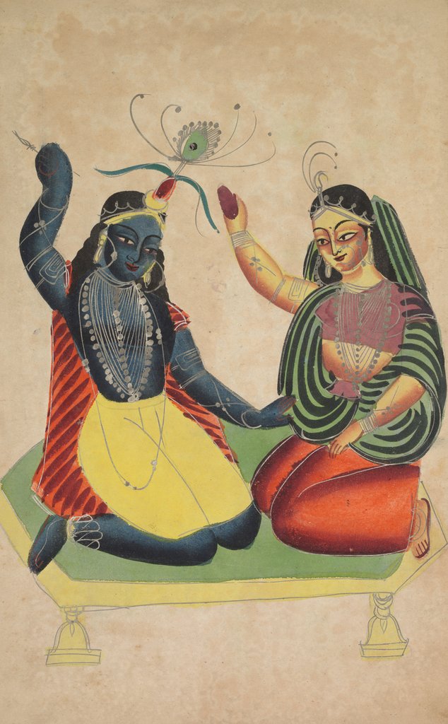 Detail of Radha and Krishna, 1800s by Unknown
