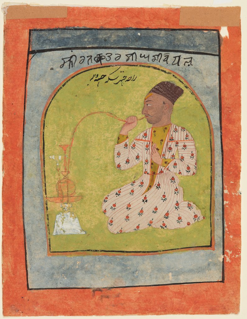 Detail of Raja Chattar Singh smoking, c. 1680 by Unknown