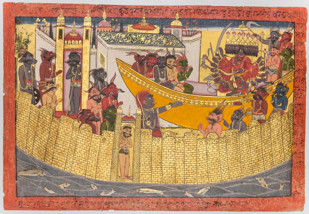 Detail of Ravana?s sister complains that her nose was cut off by Lakshmana as the demons…, 1690-1710 by Unknown