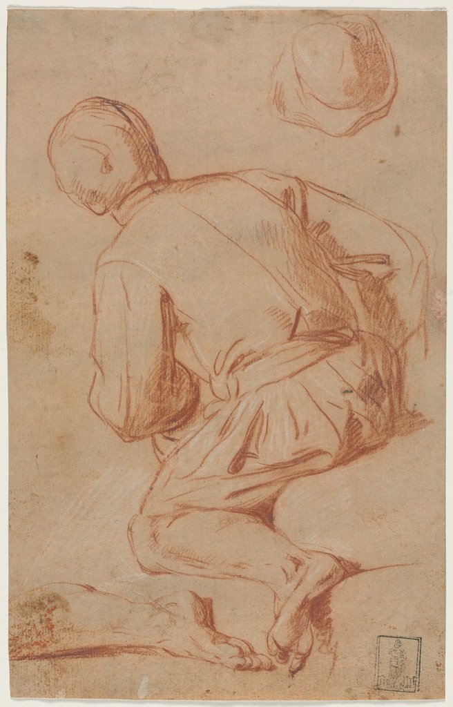 Detail of Rear View of Seated Man, late 1600s? by Carlo Vimercati