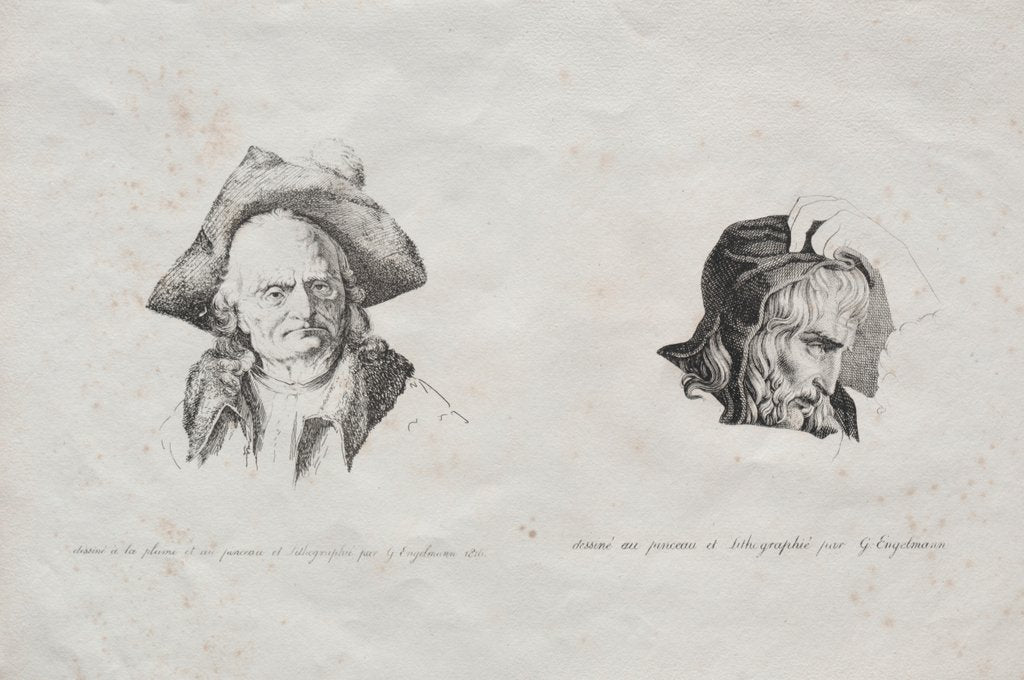 Detail of Receuil dessais lithographiques: Deux têtes, 1816 by Godefroy Engelmann