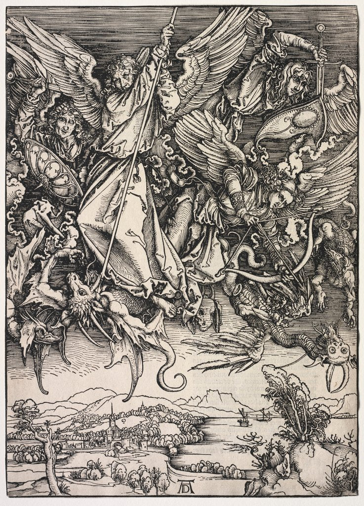 Detail of Revelation of St. John: St. Michael fighting the Dragon, 1511 by Albrecht Dürer