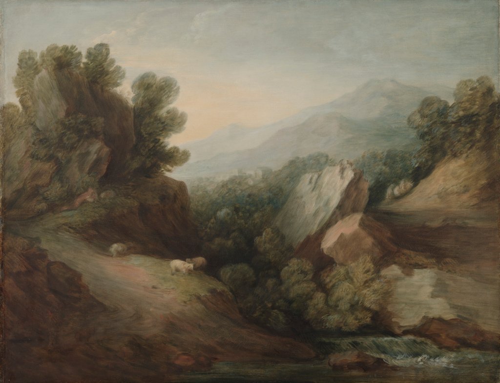 Detail of Rocky, Wooded Landscape with a Dell and Weir, c. 1782-1783 by Thomas Gainsborough