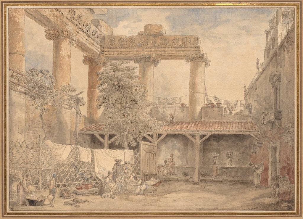 Detail of Roman Ruins, Villa Pamfili, 1774 by Hubert Robert