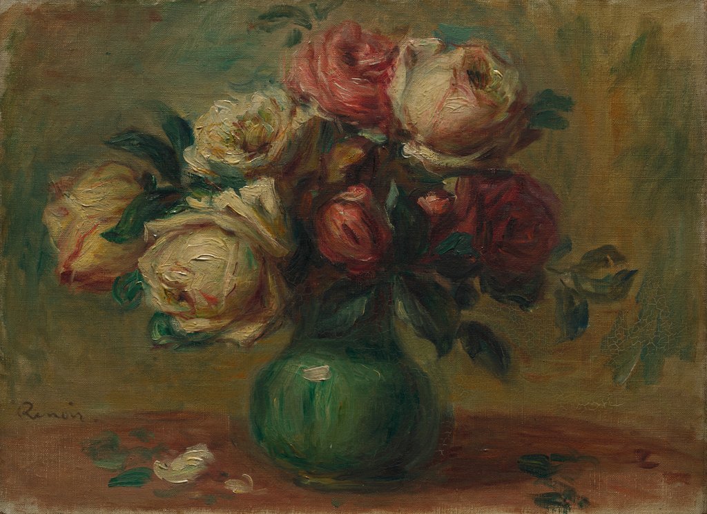 Detail of Roses in a Vase, c. 1890 by Pierre-Auguste Renoir