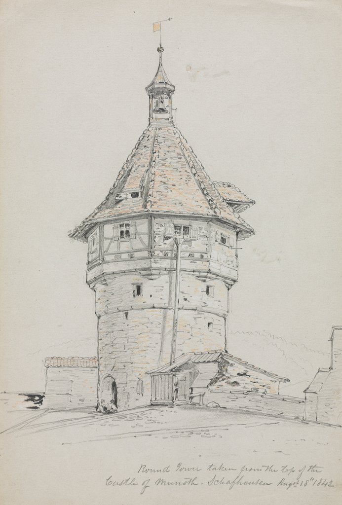 Detail of Round Tower, Castle of Munoth, Schafhausen, Switzerland, 1842 by John William Casilear
